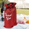 Wrapables Reusable Burlap Wine Bags, Rustic Gift Bags with Drawstring (Set of 8), Burgundy - 4 of 4