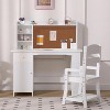 Kids Desk and Chair Set, Wooden Study Table with Storage Shelf, Bulletin Board, Children School Learning Desk Set, Writing Table for Boys and Girls - 3 of 4