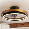 Rennnsan Wavelle 19"W Wheel Wooden Classic LED Dimmable Flush Mount Ceiling Fan in Black - 2 of 4