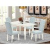 HomeStock 5-Pc Linen White Finish Solid Wood Top - Rectangular Button Tufted Upholstered Dining Room Set - Seats 4 - 2 of 4