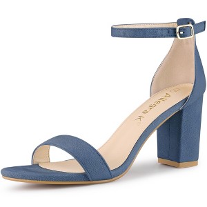 Allegra K Women's Adjustable Buckle Ankle Strap High Chunky Heels Sandals - 1 of 4