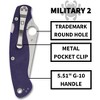 Spyderco Military 2 Folding Pocket Knife with 4" Full-Ground CPM S30V Blade | Get Safer One-Handed Operation with the Compression Lock, Dark Blue - 4 of 4