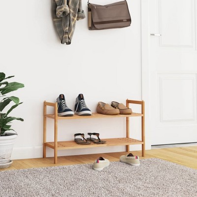 vidaXL Shoe Rack 27.2 in.x10.6 in.x16.1 in. Solid Wood Walnut