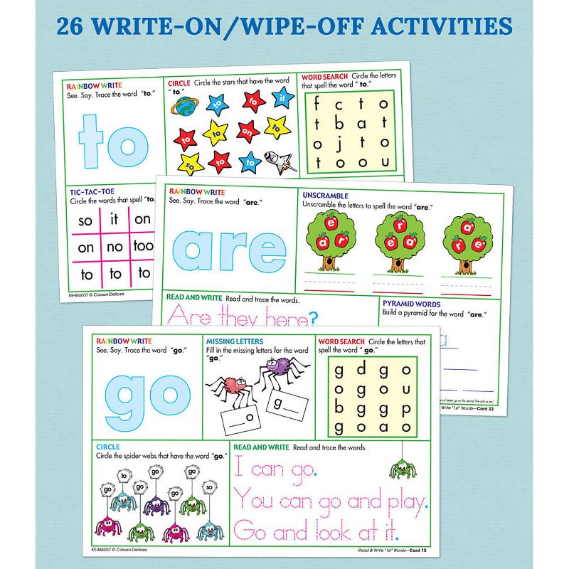 Carson Dellosa Education Write On/Wipe Off: Read and Write First Words Manipulative, Grade PK-2, 4 of 5