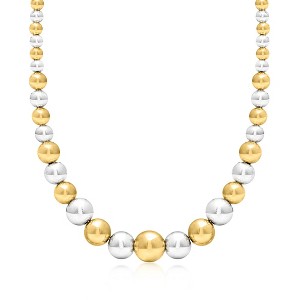 Ross-Simons Italian 6-14mm Sterling Silver and 18kt Gold Over Sterling Graduated Bead Necklace - 1 of 3
