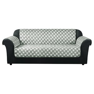Furniture Flair Gingham Plaid Sofa Furniture Protector Gray - Sure Fit