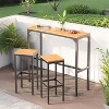 COWLOWN 3 Piece Patio Bar Set, Rectangular Pub Height Table and 2 Bar Stools, Perfect for Balcony and Porch Outdoor Areas - 4 of 4
