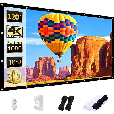 Outdoor Projector Screen 150 inch, Washable Projector Screen 16:9 Foldable Anti-Crease Portable Projector Movies Screen for Home