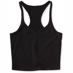 Aeropostale Womens Trimmed V-Neck Cami Tank Top, Black, Small - 1 of 2