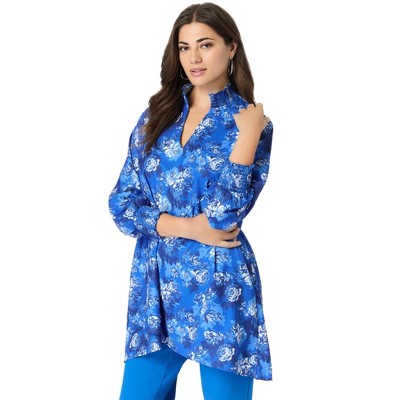 Roaman's Women's Plus Size Tulip Hem Blouse
