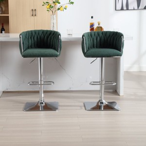 Adjustable Counter Height Barstools Set of 2,Vintage Barstools with Back and Layered Footrest,360° Swivel Boucle Barstools Set-Cuddlewood - 1 of 4