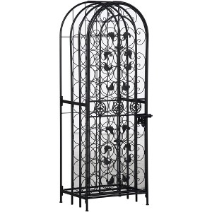 SEVOBAL Wine Racks Heavy-Duty Wrought Iron Wine Storage with Secure Lockable Door and 45-Bottle Display Capacity, Black, 18.3"*14.3"*53" - 1 of 4