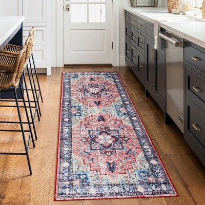 Garvee Boho Vintage Medallion Runner Rug - Washable Floral Print Area Rug