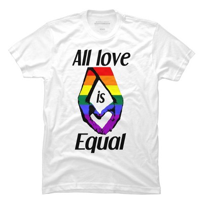 Adult Design By Humans Love is Equal Holding Hands Pride Flag By dnlribeiro88 T-Shirt