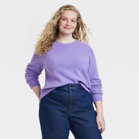 Women's Crewneck Cashmere-like Pullover Sweater - Universal Thread™ Purple  3x : Target