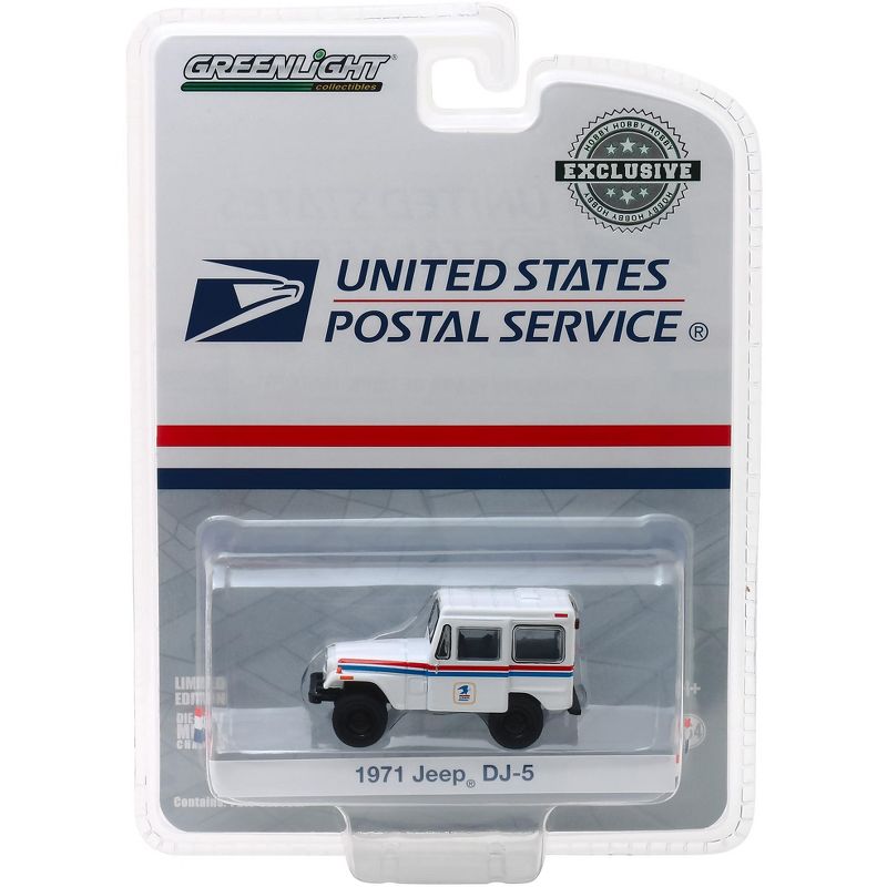 1971 Jeep DJ-5 White "United States Postal Service" (USPS) "Hobby Exclusive" 1/64 Diecast Model Car by Greenlight, 3 of 4