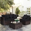 Tangkula 4PCS Rattan Patio Conversation Furniture Set Yard Outdoor w/ Black Cushion - 2 of 4