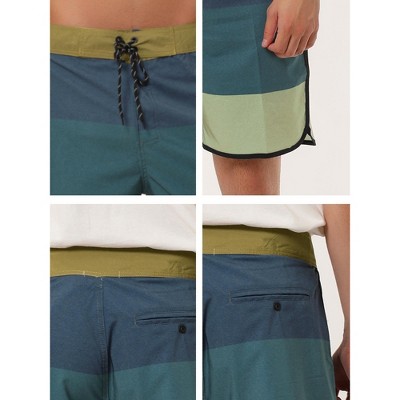 INSPIRE CHIC Men's Drawstring Swimming Surfing Color Block Board Shorts Blue Green 34 — фото 4