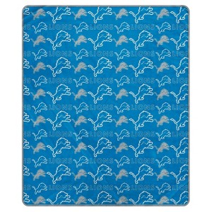 NFL Detroit Lions Repeat Logo Wordmark Throw Blanket - 1 of 2