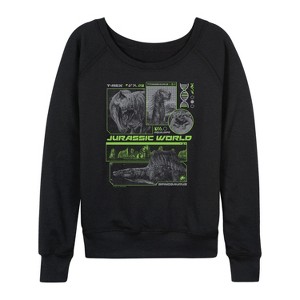Women's - Jurassic World: Rebirth - Dinosaur DNA Digital Lightweight French Terry Wide Neck Long Sleeve Shirt - 1 of 4