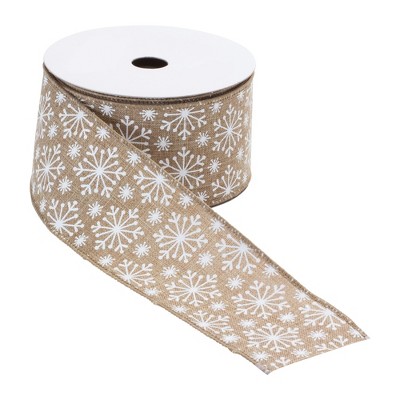 Snowflake Print Wired Ribbon 2.5" x 10 Yds.