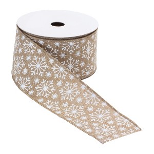 Snowflake Print Wired Ribbon 2.5" x 10 Yds. - 1 of 2