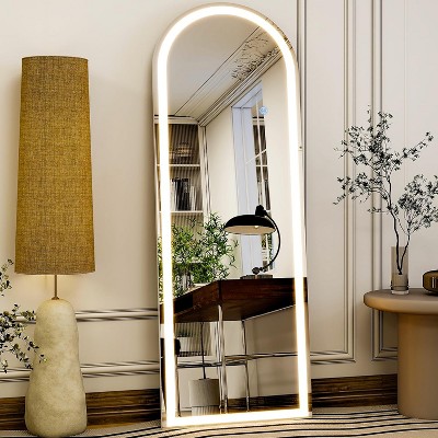 20"x56" Arched LED Full Length Mirror with Lights – Wall Mounted or Standing Full Body Mirror