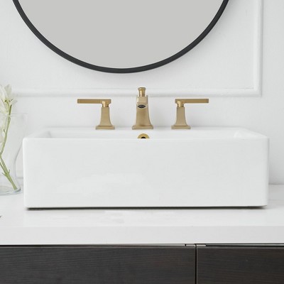 Brushed Gold 2-Handle Widespread Bathroom Faucet with Drain Assembly