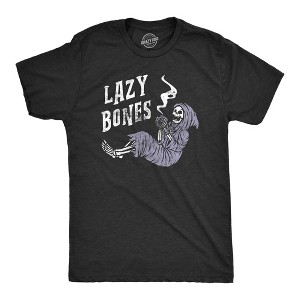 Mens Lazy Bones T shirt Funny Relaxing Scary Halloween Skeleton Tee For Guys - Crazy Dog Men's T Shirt - 1 of 4