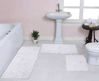 Bell Flower Collection Cotton Floral Pattern Tufted Bath Rug Set Pack of 3 - Home Weavers