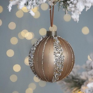 NAYSAYE Party Decoration and Accessories Glass Christmas Ball Ornament Set for Holiday Celebration, Gold, 3"*3"*0.07" - 1 of 4