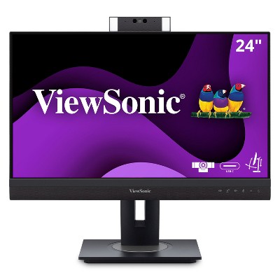 ViewSonic VG2457V 24 Inch 1080p Video Conference Docking Monitor with Windows Hello Compatible IR Webcam, Advanced Ergonomics, and 90W USB C for Home