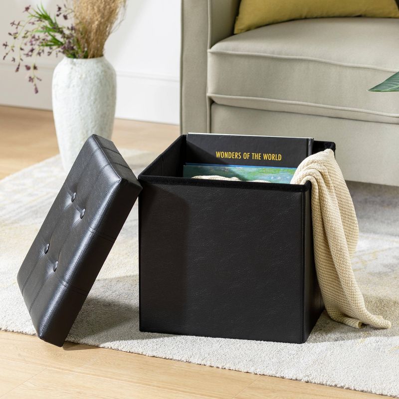 15" Buttoned Folding Storage Ottoman - Mellow, 2 of 8
