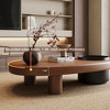 Modern Oval Solid Wood Coffee Table with Hidden Storage - 4 of 4
