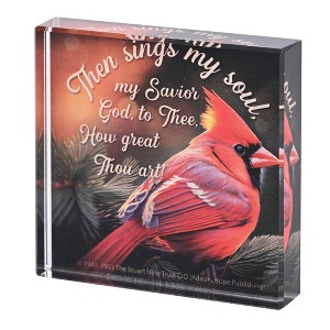 Dicksons Cardinal - Then Sings My Soul, Multicolor 3 x 3 Inch Glass Tabletop Sign Plaque, - 1 of 2