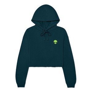Dalix Alien Embroidered Fleece Cropped Hoodie Cold Fall Winter Women - 1 of 4