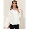 Allegra K Women's Chiffon Point Collar Long Sleeve Button Down Shirt - 2 of 4