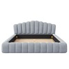 Sapphtopaz Queen Bed Frame Upholstered Floor Bed with Shell-Shaped Velvet Headboard, Slats Support, No Box Spring Needed, Easy Assembly - 3 of 4