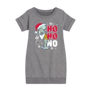 Girls' - SpongeBob SquarePants - Ho Ho No Graphic Short Sleeve Fleece Dress - 1 of 4
