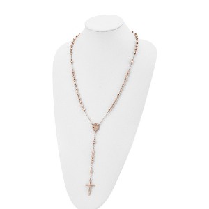 Chisel Stainless Steel Polished Rose IP-plated 30" Rosary Necklace - 1 of 4