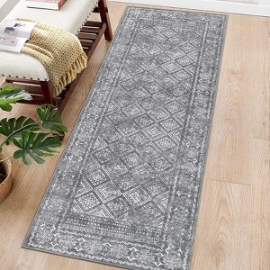 Hallways Runner Rug 2x6 Kitchen Rug Non-Slip Washable, Distressed Vintage Floral Throw Rugs with Rubber, Low Pile Long Entryway Rug for Bathroom - 1 of 4