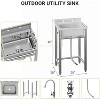 Stainless Steel Freestanding Utility Sink with Hot/Cold Pull-Out Faucet, Single-Bowl Prep Sink for Kitchen, Bar, Garage, Backyard, Laundry - 4 of 4