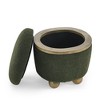 Alilang 18.11 inches Mid-Century Modern Upholstered Green Ottoman with Brass Accent and Rounded Wooden-Green - 3 of 4