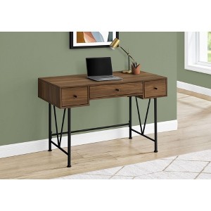 PAGED 47" L Computer Desk, Simple Modern Home Office Desk with 3 Storage Drawers and V-Shaped Metal Base for Study, Office - 1 of 4