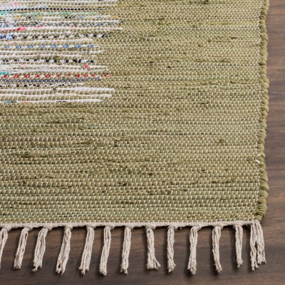 Coastal Charm Ivory & Olive Hand-Woven Cotton Area Rug - 3' x 5'