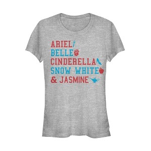 Juniors Womens Disney Princesses Fourth of July Names T-Shirt - 1 of 3