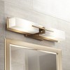 Possini Euro Design Midtown Modern Wall Light Burnished Brass Hardwire 23 1/2" 2-Light Fixture White Glass Shade for Bedroom Bathroom Living Room - 2 of 4