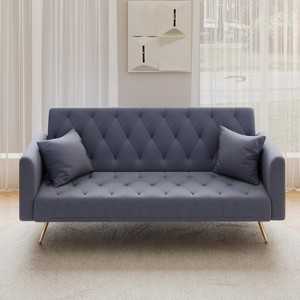 APRILSOUL  71"foldable double sofa, with American retro style, made of velvet material, suitable - 1 of 4
