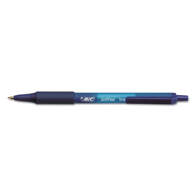 Bic Soft Feel Retractable Ballpoint Pen Blue Ink .8mm Fine Dozen SCSF11BE
