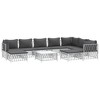 vidaXL Patio Furniture Set 10 Piece Garden Sectional Sofa with Cushions Steel - White - 3 of 4